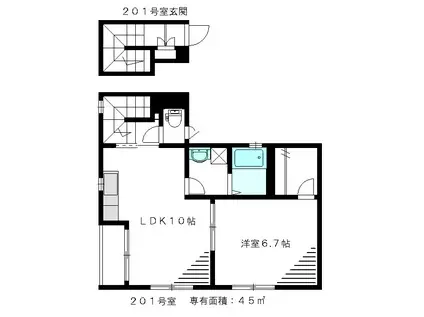 LS吉祥寺(1LDK/2階)の間取り写真