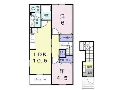 エス・テュエールA(2LDK/2階)の間取り写真