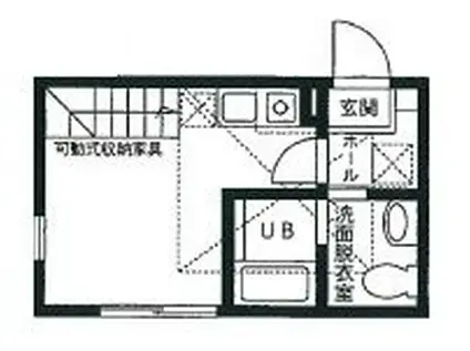 ハーミットクラブハウス梶ヶ谷A(ワンルーム/1階)の間取り写真