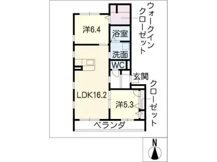 アンソレイエ(2LDK/1階)の間取り写真