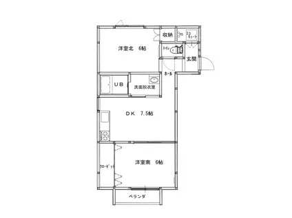 メゾンシェル(2DK/1階)の間取り写真