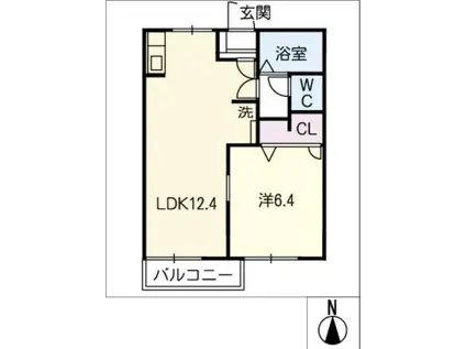 シャトーラトゥール C棟(1LDK/2階)の間取り写真
