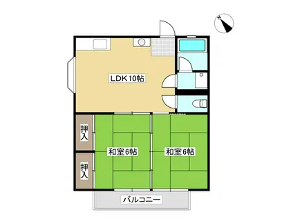 グリーンハイツII(2LDK/1階)の間取り写真