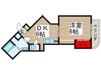 コーマス柏(1DK/2階)の間取り写真