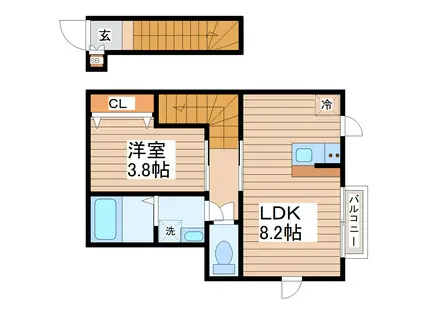 ファインヒルズII(1LDK/2階)の間取り写真