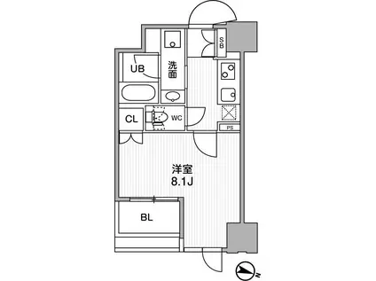 東神田テラスレジデンス(1K/5階)の間取り写真