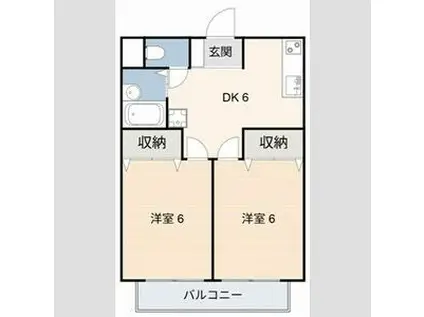 アミティエ西尾A・B(2DK/1階)の間取り写真