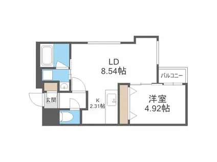 グランジ厚別(1LDK/3階)の間取り写真