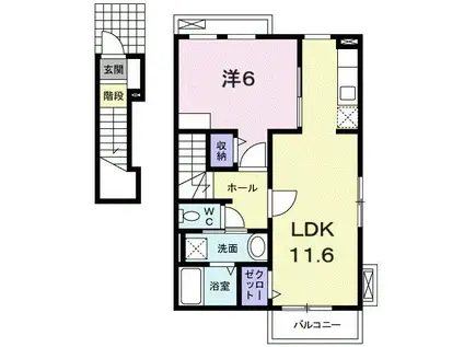 アプローズ未来(1LDK/2階)の間取り写真