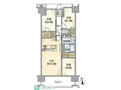 ドレッセ横浜十日市場サニーテラス(3LDK/13階)の間取り写真