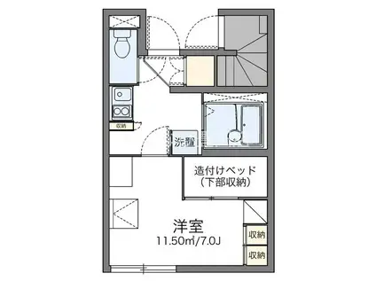 レオパレス美里(1K/1階)の間取り写真