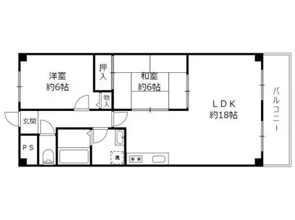 アドニス吉田 野洲市市三宅(2LDK/6階)の間取り写真