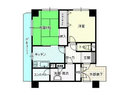 トーカンマンション肴町(2K/5階)の間取り写真