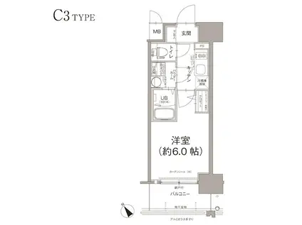 エスリード大阪デュアルゲート(1K/5階)の間取り写真