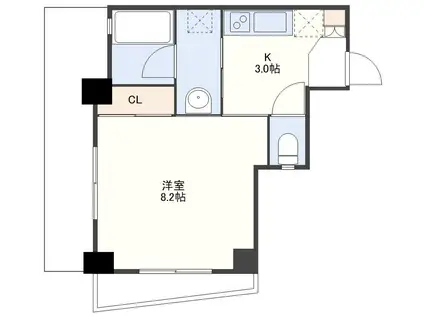 アーバス金屋町(1K/7階)の間取り写真