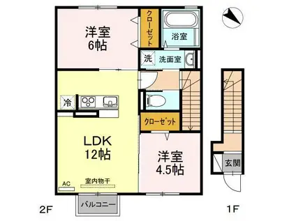 フルール(2LDK/2階)の間取り写真