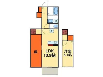 ハイツ天王台(1LDK/2階)の間取り写真