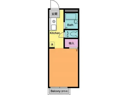 ドミールHASE A(ワンルーム/2階)の間取り写真
