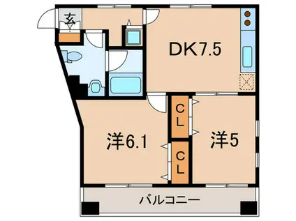 ウェルハウス東大井B(2DK/1階)の間取り写真