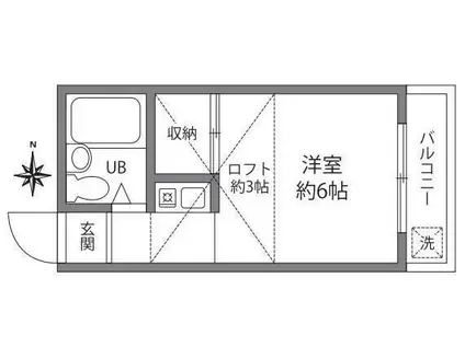 まほろば(ワンルーム/1階)の間取り写真