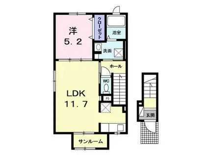 エクセル新青森A(1LDK/2階)の間取り写真