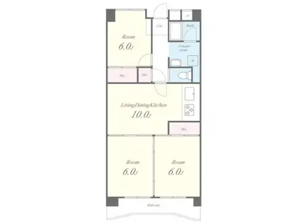 グランデあんご(3LDK/9階)の間取り写真