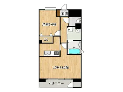 アーバンコート中央町(1LDK/3階)の間取り写真