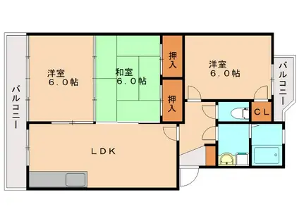 リバーサイドマンション(3LDK/4階)の間取り写真