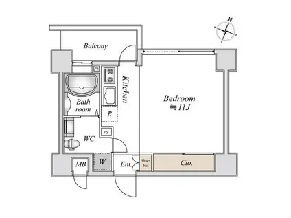 リエス千葉新宿(ワンルーム/2階)の間取り写真