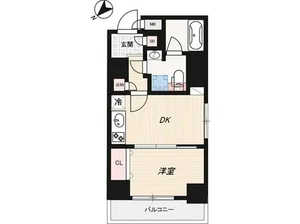 GENOVIA水天宮前IISKYGARDEN ジェノヴィア水天宮前IIスカ(1DK/3階)の間取り写真