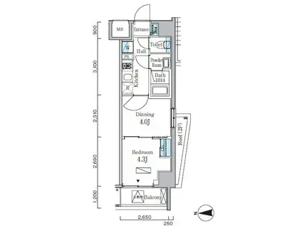 プライマル門前仲町(2K/7階)の間取り写真