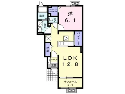 ラフレシールD(1LDK/1階)の間取り写真