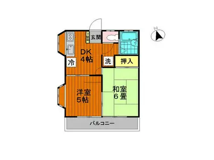 ハイムホーカク(2DK/2階)の間取り写真