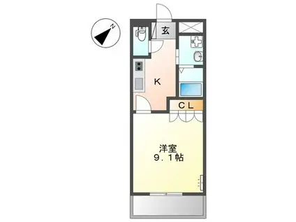 イフエクト(1K/1階)の間取り写真