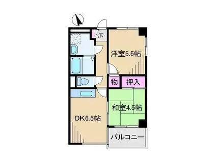 ブランシュ飛鳥(2DK/2階)の間取り写真