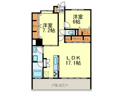レジデンツァ大橋(2LDK/7階)の間取り写真