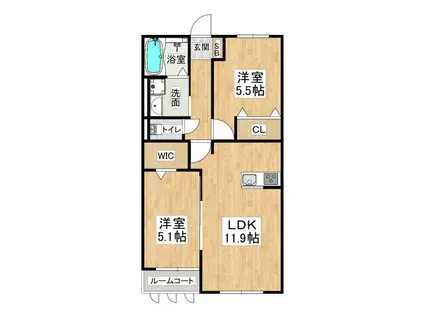 アズーロ垂水I(2LDK/2階)の間取り写真