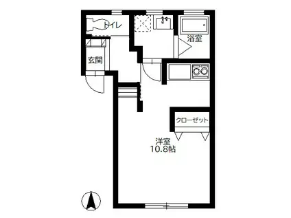 WOOD NOTE(ワンルーム/1階)の間取り写真
