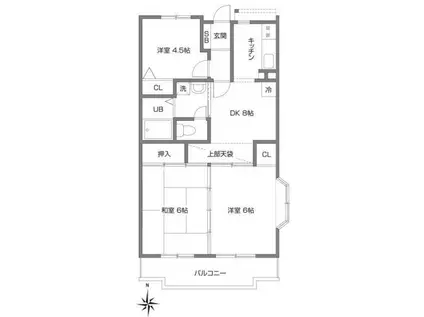 グレイスヴィラ(3DK/2階)の間取り写真