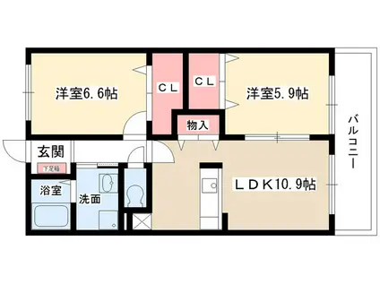 エストソレイユ(2LDK/1階)の間取り写真