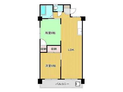 昭和第三マンション(2LDK/2階)の間取り写真