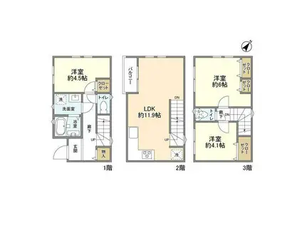 KOLETTERRACE下野毛05(3LDK/1階)の間取り写真