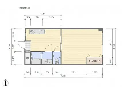 アビータ・ミオ神戸岡本(1LDK/3階)の間取り写真