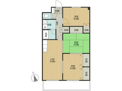 サンクレール大津(3LDK/1階)の間取り写真