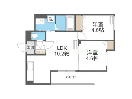 クリエオーレ原町(2LDK/3階)の間取り写真