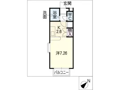 グリーンヒルズA・B(1K/1階)の間取り写真