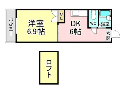 LINOI(1DK/2階)の間取り写真