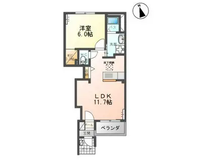 リヴィエール・桜(1LDK/1階)の間取り写真