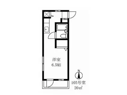 篠木ハウス(ワンルーム/1階)の間取り写真