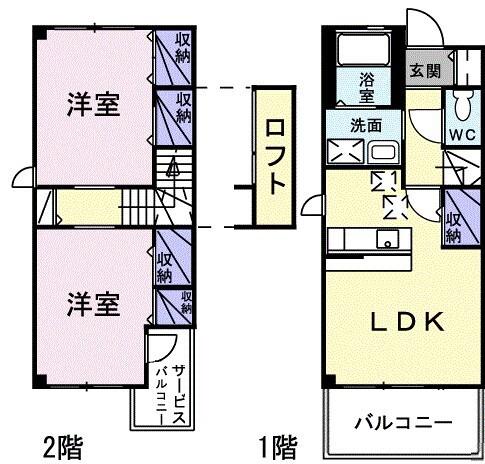 サンワードI(2LDK/1階)の間取り写真